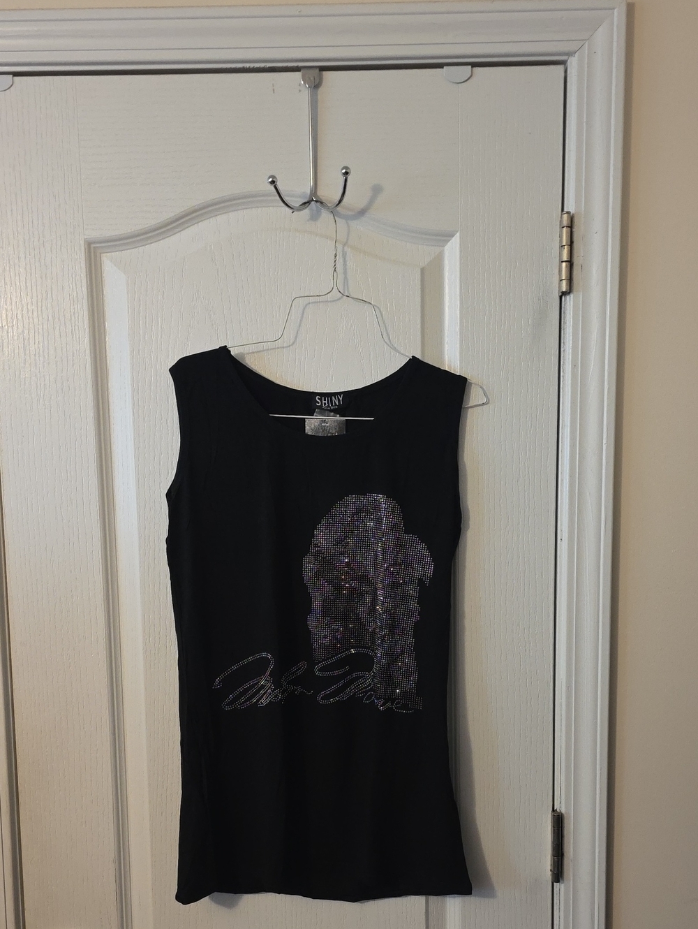 Marilyn Monroe Black Sleeveless Sequin Graphic Dress